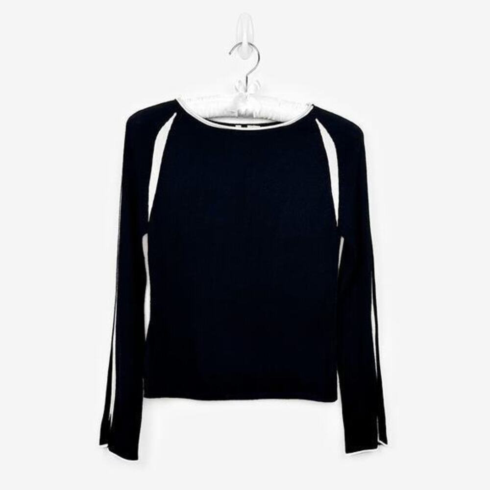 Anthropologie Moth Sweater Topโ Size S Black Rayon Blend Fitted Minimalist